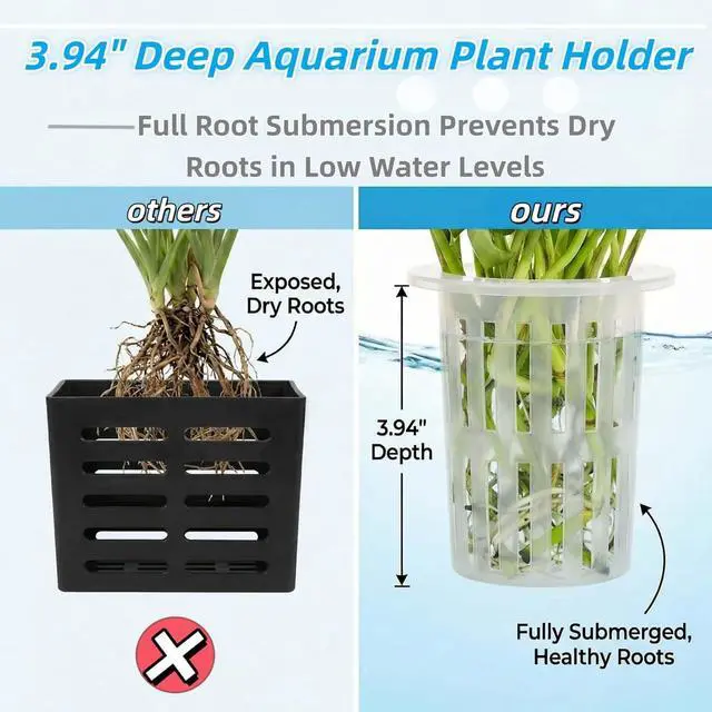 Alt view image 4 of 6 - 2 Pack Aquarium Plant Holder for Fish Tank with Suction Cup & Ext Hook