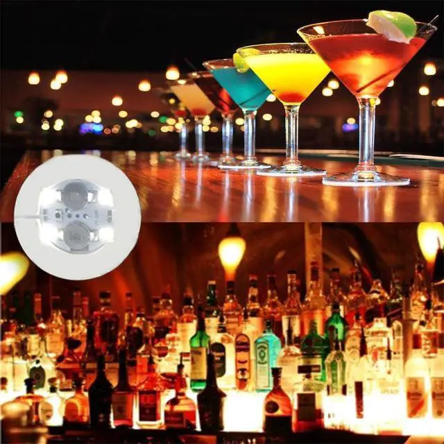 Alt view image 4 of 6 - 12Pcs LED Coaster, LED Sticker Lights, LED Bottle Lights Cup Holder Lights for Wine Liquor Bottle, Bottle Sparklers for Champagne, Party, Bar, Cold White