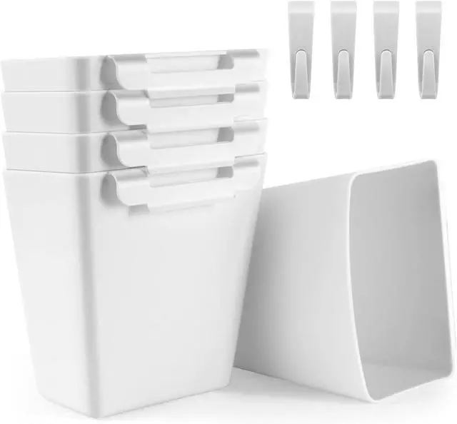 Main image of 5 Pack Hanging Cup Holders, Multipurpose Rolling Cart Accessories Utility Cart Accessories For Art Craft Supplies, Space Saving Hanging Storage Basket Pencil Holder Makeup Organizers (White)