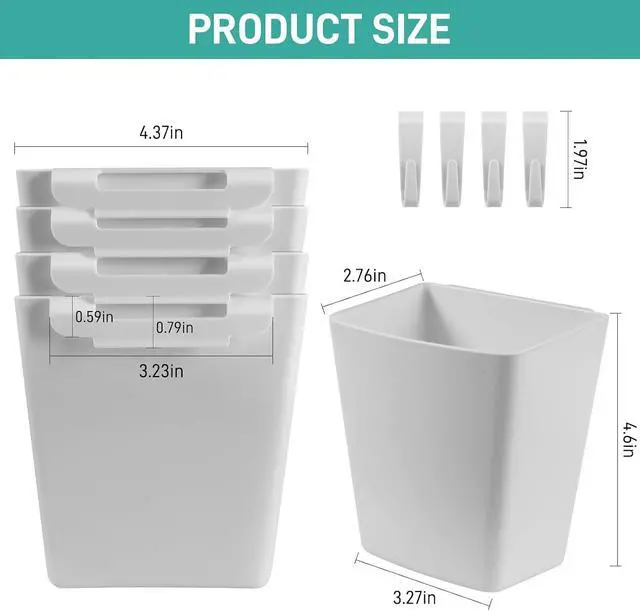 Alt view image 7 of 7 - 5 Pack Hanging Cup Holders, Multipurpose Rolling Cart Accessories Utility Cart Accessories For Art Craft Supplies, Space Saving Hanging Storage Basket Pencil Holder Makeup Organizers (White)