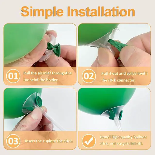 Alt view image 4 of 7 - 28 Pack Plastic Balloon Sticks with Cups, Clear Reusable Balloon Holders
