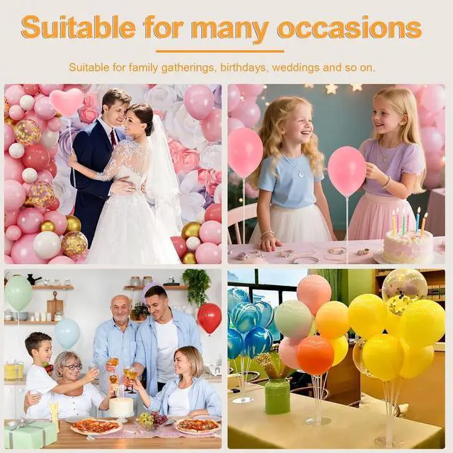 Alt view image 7 of 7 - 28 Pack Plastic Balloon Sticks with Cups, Clear Reusable Balloon Holders