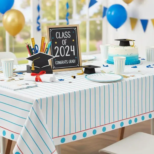 Alt view image 4 of 7 - 4PCS Back to School Theme Tablecloth Preschool Kindergarten Party Tablecover First Day to School 51x86 Inch Rectangle Notebook Tablecloth Cover for Back to School Educational Decorations