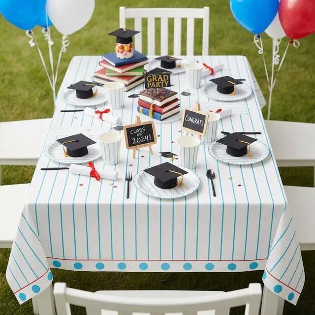 Alt view image 6 of 7 - 4PCS Back to School Theme Tablecloth Preschool Kindergarten Party Tablecover First Day to School 51x86 Inch Rectangle Notebook Tablecloth Cover for Back to School Educational Decorations