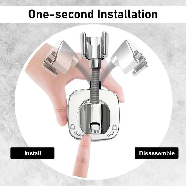 Alt view image 4 of 7 - 360° Swivel Head Suction Cup Shower Head Holder for Handheld Shower, Silver