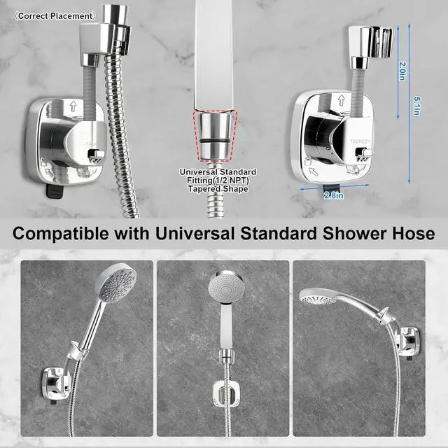Alt view image 5 of 7 - 360° Swivel Head Suction Cup Shower Head Holder for Handheld Shower, Silver