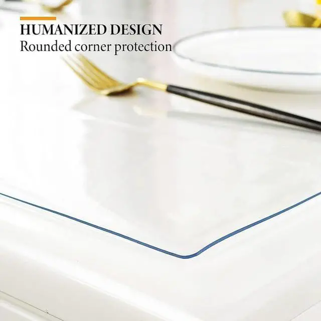 Alt view image 4 of 7 - 2.0mm Clear Desk Cover Protector, 14×24 Inch Clear Table Protector, Rectangular Vinyl Desk Pad, PVC Plastic Table Cover for Office, Dresser, Night Stand, Computer & Writing Desk Tabletop
