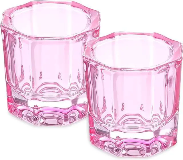 Main image of 2 Pack Pink Dapping Dish for Nails Glass Nail Monomer, Pink Dish Cups for Nail, Glass Liquid Nails Bowls Liquids Holder Dampen Dishes Acrylic Powder Holder for Art Acrylic Liquid Manicure Care Tools