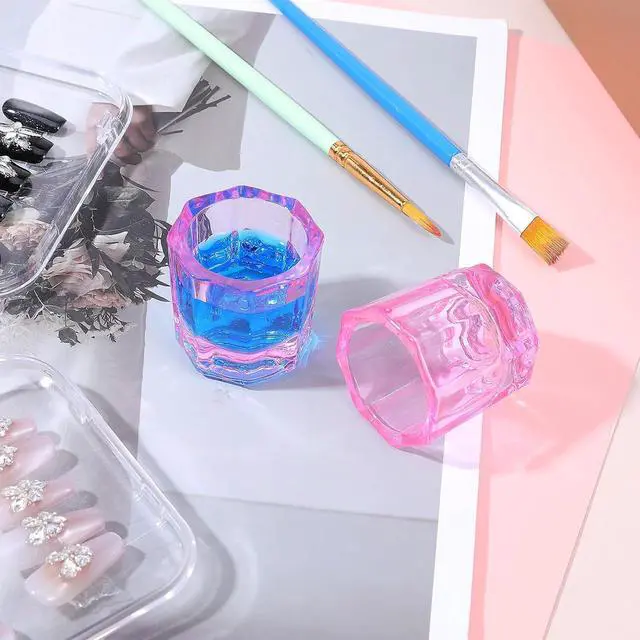 Alt view image 2 of 7 - 2 Pack Pink Dapping Dish for Nails Glass Nail Monomer, Pink Dish Cups for Nail, Glass Liquid Nails Bowls Liquids Holder Dampen Dishes Acrylic Powder Holder for Art Acrylic Liquid Manicure Care Tools