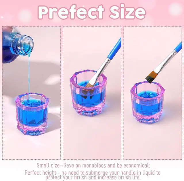 Alt view image 3 of 7 - 2 Pack Pink Dapping Dish for Nails Glass Nail Monomer, Pink Dish Cups for Nail, Glass Liquid Nails Bowls Liquids Holder Dampen Dishes Acrylic Powder Holder for Art Acrylic Liquid Manicure Care Tools