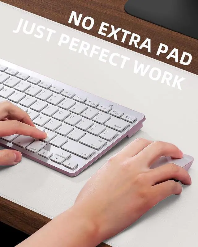 Alt view image 4 of 7 - Desk Pad Mat 23.6"x13.7" - Waterproof Mouse Pad & Desk Protector, Non-Slip PU Leather for Gaming Keyboard/Mouse, Stitched Edge XL Office Desk Pad with Ergonomic Support(White)