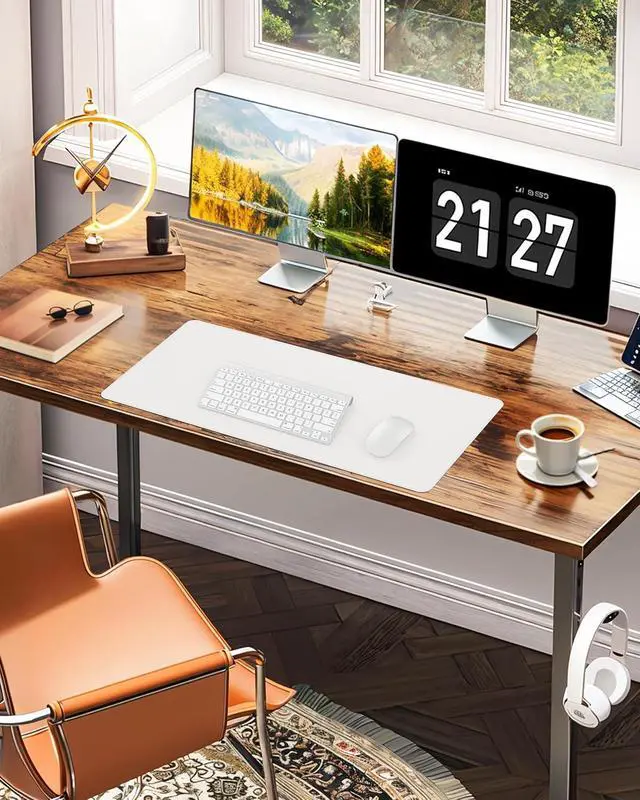 Alt view image 7 of 7 - Desk Pad Mat 23.6"x13.7" - Waterproof Mouse Pad & Desk Protector, Non-Slip PU Leather for Gaming Keyboard/Mouse, Stitched Edge XL Office Desk Pad with Ergonomic Support(White)
