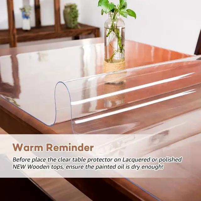 Alt view image 3 of 7 - Clear Table Cover Protector14x24 Inch Vinyl Desk Pad Mat Blotter on Top of Desks Transparent PVC Table Protector Rectangle Desk Mat Table Cover for Office Writing Desktop Dresser Night Stand