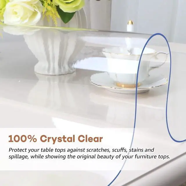 Alt view image 4 of 7 - Clear Table Cover Protector14x24 Inch Vinyl Desk Pad Mat Blotter on Top of Desks Transparent PVC Table Protector Rectangle Desk Mat Table Cover for Office Writing Desktop Dresser Night Stand