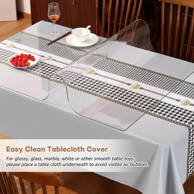 Alt view image 5 of 7 - Clear Table Cover Protector14x24 Inch Vinyl Desk Pad Mat Blotter on Top of Desks Transparent PVC Table Protector Rectangle Desk Mat Table Cover for Office Writing Desktop Dresser Night Stand