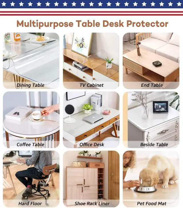 Alt view image 7 of 7 - Clear Table Cover Protector14x24 Inch Vinyl Desk Pad Mat Blotter on Top of Desks Transparent PVC Table Protector Rectangle Desk Mat Table Cover for Office Writing Desktop Dresser Night Stand