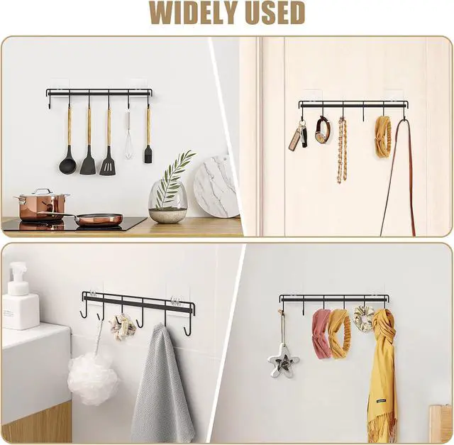 Alt view image 6 of 7 - Kitchen Utensil Hanger, Adhesive Utensil Holder, Black, 2 Pcs