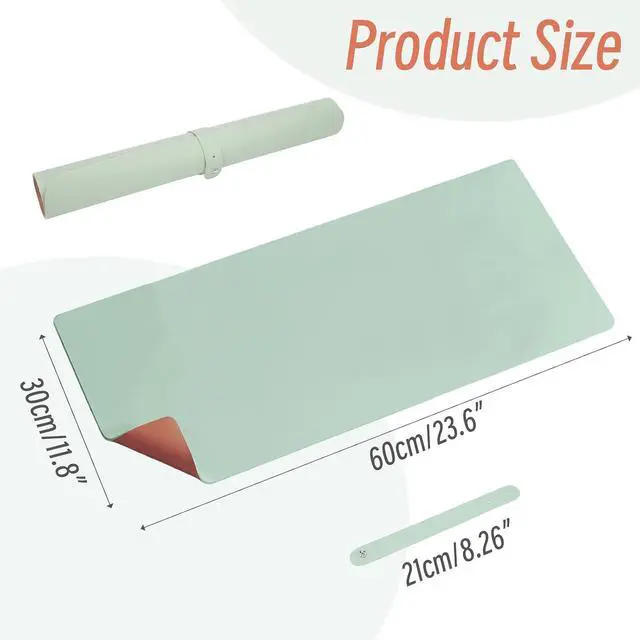 Alt view image 2 of 7 - Makeup Mat for Vanity, 23.6"x11.8", Green Leather Vanity Mat