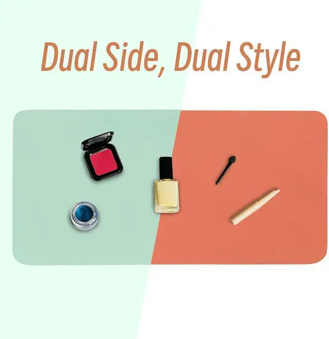 Alt view image 4 of 7 - Makeup Mat for Vanity, 23.6"x11.8", Green Leather Vanity Mat