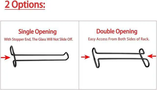 Alt view image 2 of 7 - 10 Inch Under Cabinet Wine Glass Rack Stemware Holder Glass Storage Hanger Organizer for Kitchen and Bar Set of 2 (Black)