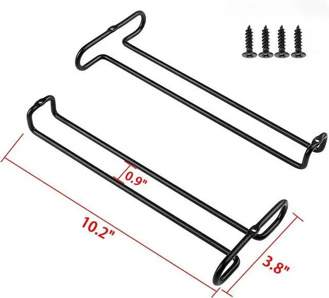 Alt view image 3 of 7 - 10 Inch Under Cabinet Wine Glass Rack Stemware Holder Glass Storage Hanger Organizer for Kitchen and Bar Set of 2 (Black)