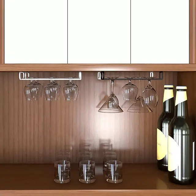 Alt view image 4 of 7 - 10 Inch Under Cabinet Wine Glass Rack Stemware Holder Glass Storage Hanger Organizer for Kitchen and Bar Set of 2 (Black)