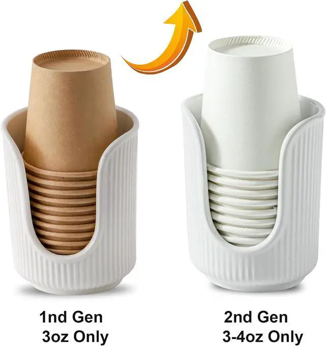 Alt view image 5 of 7 - Ceramic Bathroom Cup Dispenser with Stylish Vertical Stripes - Disposable Mouthwash Cup Holder Holds 3-4oz Paper Cups for Rinsing Cups on Bathroom Vanity Countertops (White)