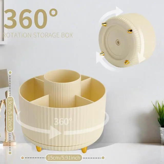 Alt view image 2 of 6 - 360°Rotating Pen&Pencil Holder For Desk With 5Slots Cute Office