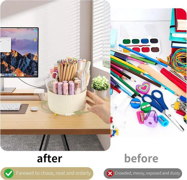 Alt view image 3 of 6 - 360°Rotating Pen&Pencil Holder For Desk With 5Slots Cute Office