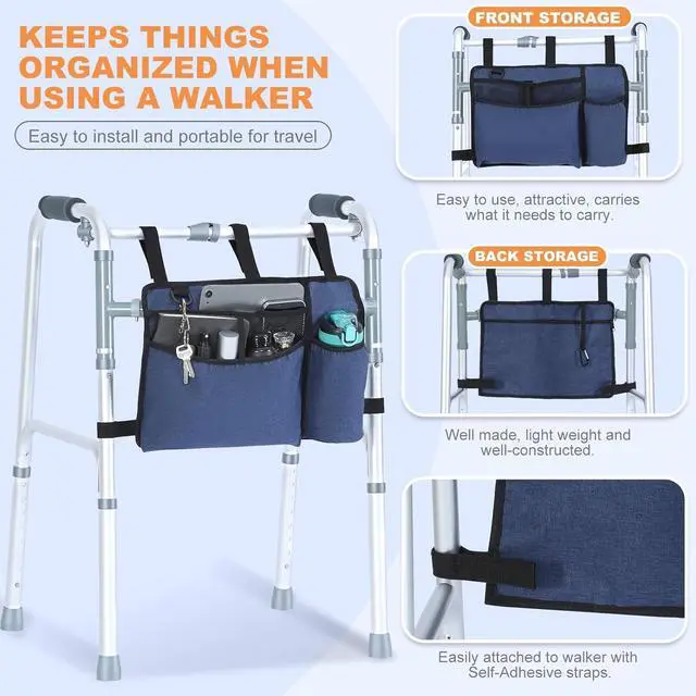 Alt view image 5 of 7 - Premium Walker Bags for Folding Walkers Accessories with Cup Holder