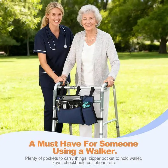 Alt view image 7 of 7 - Premium Walker Bags for Folding Walkers Accessories with Cup Holder