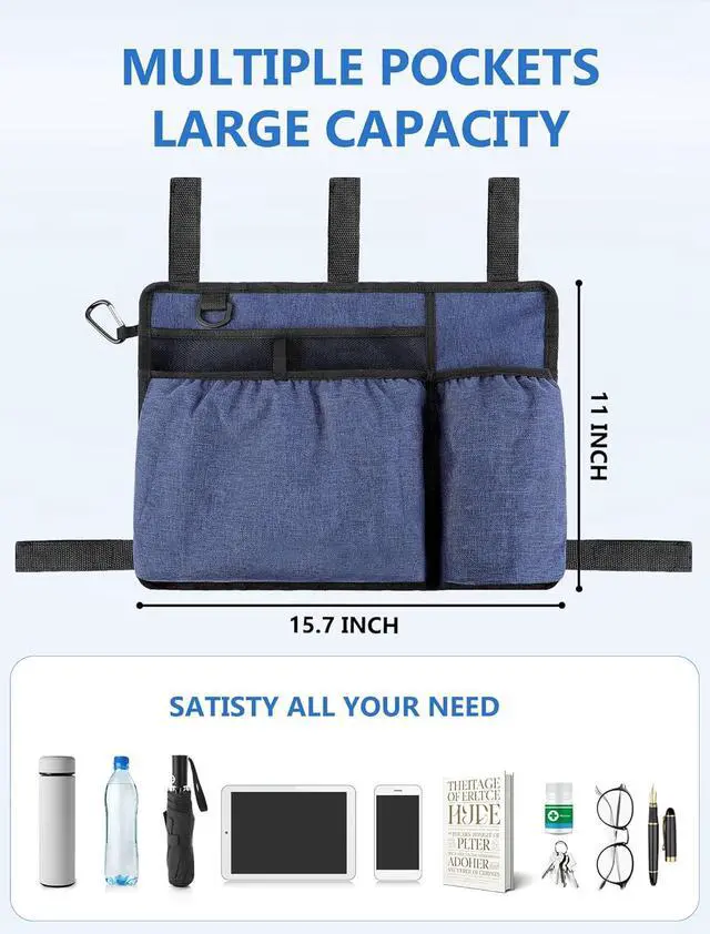 Alt view image 2 of 7 - Walker Bag with Cup Holder for Folding Walker, Waterproof Pouch for Walker