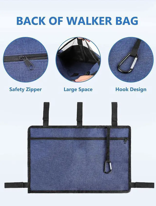 Alt view image 5 of 7 - Walker Bag with Cup Holder for Folding Walker, Waterproof Pouch for Walker