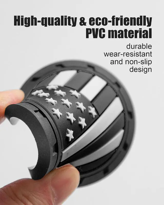 Alt view image 2 of 6 - Car Cup Holder Coasters 4 Pack - American Flag 2.75 Inch Anti Slip Shockproof Drink Mat - Vehicle Interior Decor Accessories Black