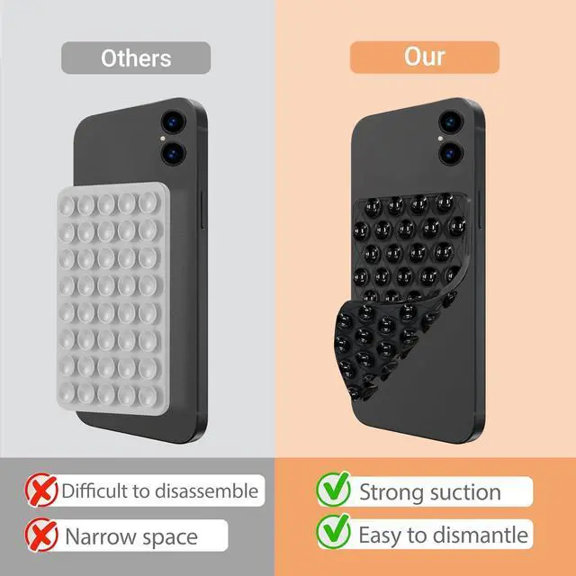 Alt view image 4 of 6 - 6 Pack Silicone Double-Sided Suction Cup Phone Case Detachable Mount, Hands-Free Strong Grip Holder Stand for Selfies and Videos (Rose+Black+Pink+Purple+Blue+Transparent)