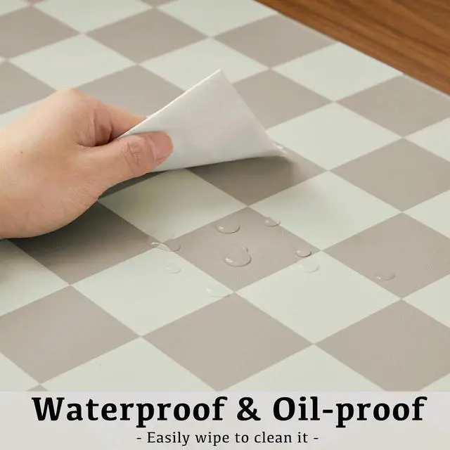 Alt view image 5 of 7 - Checkered Desk Mat, Large Cute Aesthetic Retro PU Leather Computer Laptop Desk Mat, Non-Slip Waterproof Mouse Keyboard Pad, Desk Writing Mat for Work/Home (Khaki, 23.6" x 13.7")