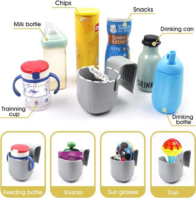 Alt view image 3 of 7 - Child Cup Holder for Convertible Car Seats, Car Seat Cup Holder, Baby Stroller Cup Holer Wheelchair Cup Holder, Child Cup Holders Compatible with The Majority of Car Seat Models Grey