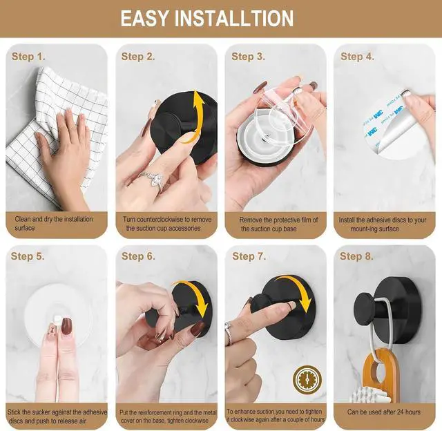 Alt view image 5 of 7 - Suction Cup Hooks for Shower, Nickel Wreath Hangers for Front Door Glass Window Bathroom Kitchen Wall, Removable Towel Holder Bath Robe Loofah Coat Hooks No Damage for Hanging, 2 Pack