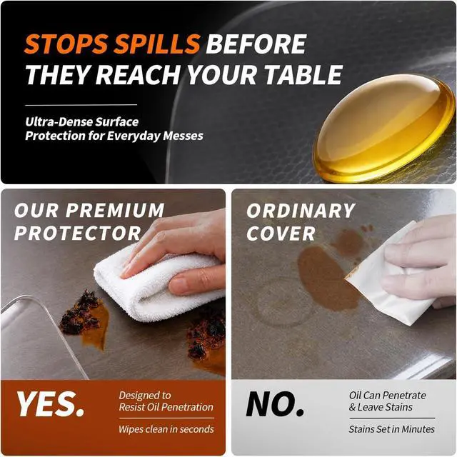 Alt view image 3 of 7 - Clear Table Cover Protector 24x14'', Waterproof 1.5mm PVC Pad Tablecloth