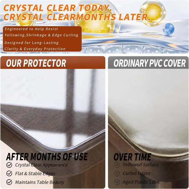 Alt view image 4 of 7 - Clear Table Cover Protector 24x14'', Waterproof 1.5mm PVC Pad Tablecloth