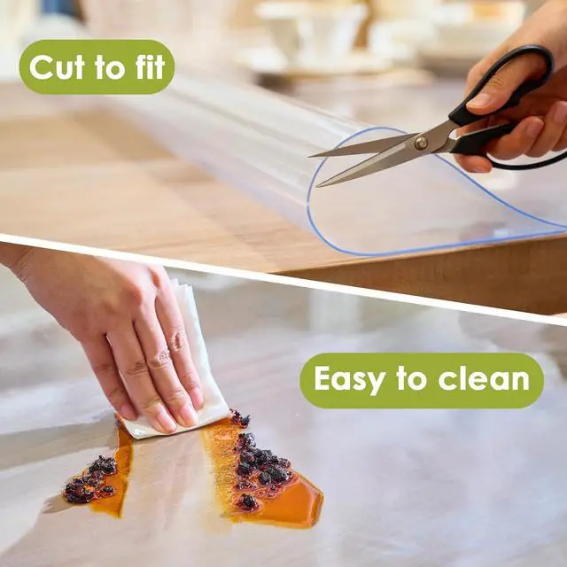 Alt view image 6 of 7 - Clear Table Cover Protector 24x14'', Waterproof 1.5mm PVC Pad Tablecloth