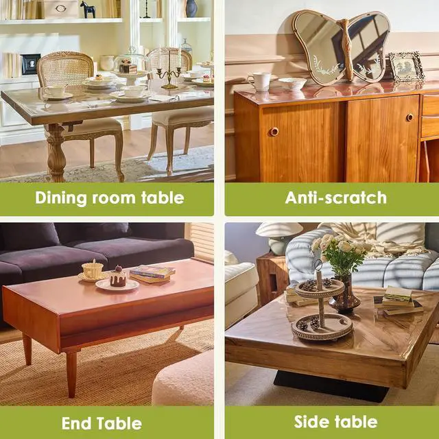 Alt view image 7 of 7 - Clear Table Cover Protector 24x14'', Waterproof 1.5mm PVC Pad Tablecloth