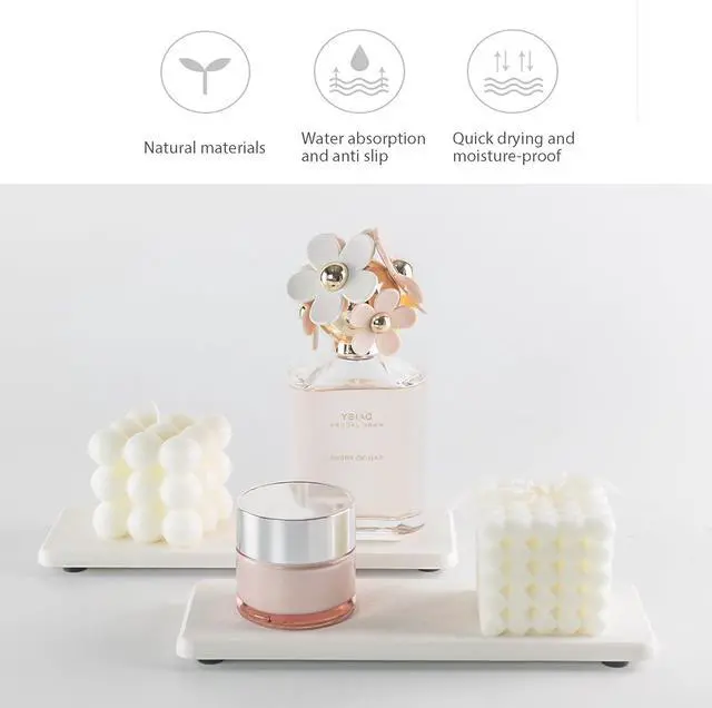 Alt view image 3 of 7 - 2Pcs Stone Soap Trays Water Absorbing Diatomite Coaster