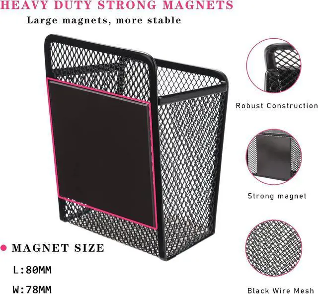 Alt view image 2 of 6 - Magnetic Pencil Holder - Extra Strong Magnets Mesh Marker Holder