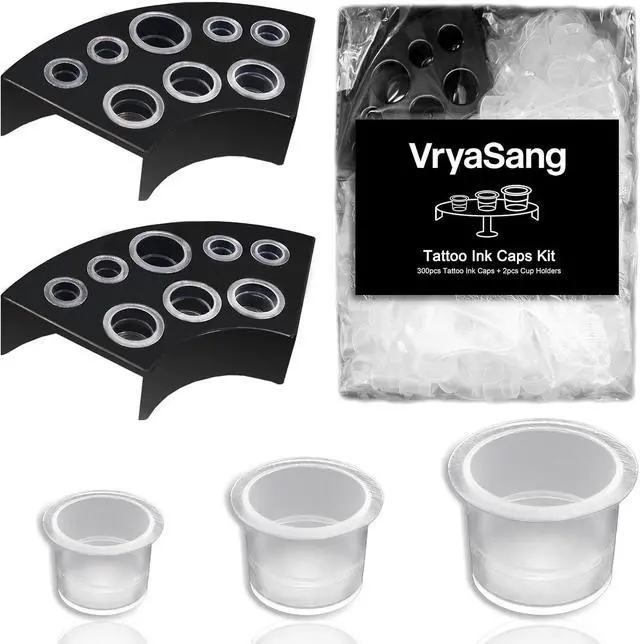 Main image of 302Pcs Tattoo Ink Caps Kit Tattoo Ink Cups Holder Tattoo Supplies