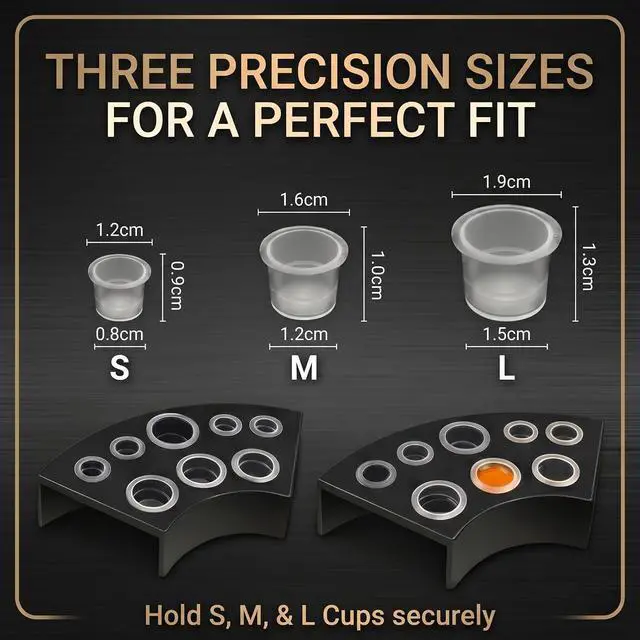 Alt view image 3 of 7 - 302Pcs Tattoo Ink Caps Kit Tattoo Ink Cups Holder Tattoo Supplies
