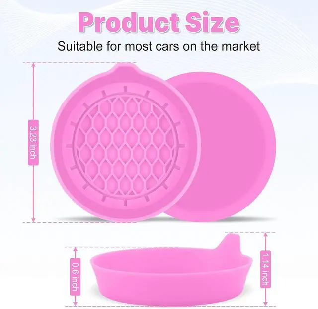 Alt view image 5 of 6 - Car Cup Holder Coaster, Silicone Cup Holder Insert, Universal Non-Slip Cup Holders, Car Accessories Interior for Women and Man 4 Pack Pink