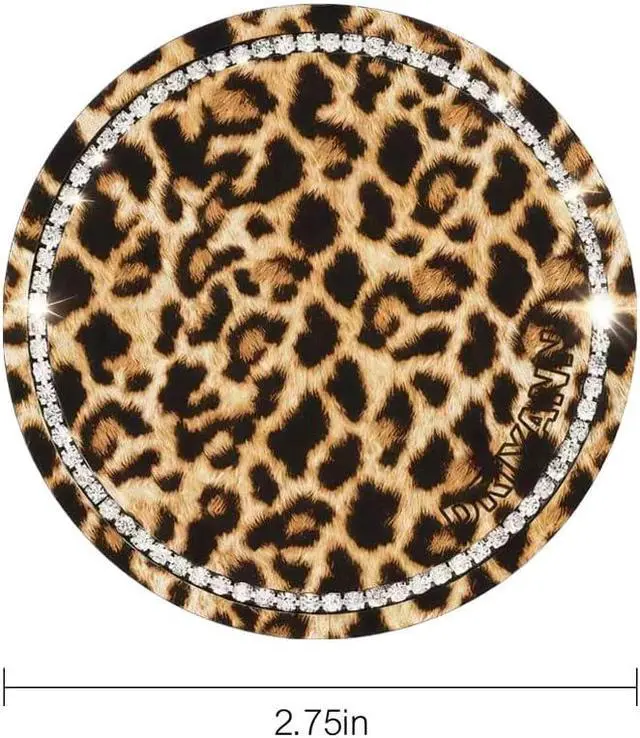 Alt view image 2 of 5 - Car Cup Holder Coaster, 2PCS Silicone Car Cup Holder Insert Leopard Print, 2.75" Universal Non-Slip Cup Holders, Interior Car Accessories for Women and Man (Leopard)