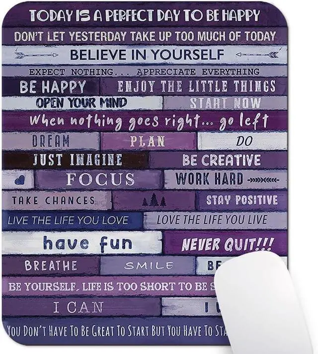 Main image of Today is A Perfect Day Inspirational Quote Mouse Pad, Purple Blue Desk Mat