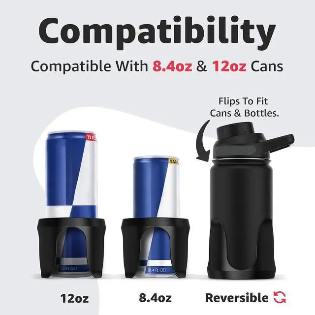 Alt view image 2 of 7 - Slim Can Cup Holder Insert for Car | Fits 8.4oz & 12oz Cans | Reversible and Wiggle-Free Design | Heat-Resistant Material | Compatible with Slim Energy Drinks (2-Pack)